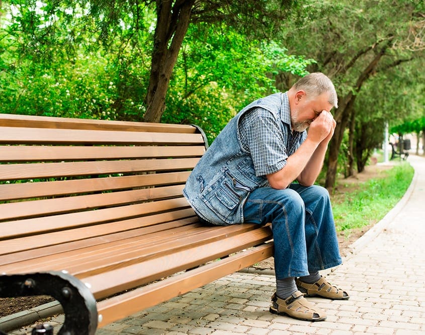 Isolation and loneliness counselling port Melbourne - lonely old man on the bench